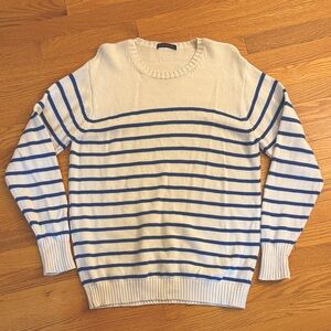 Brandy Melville Thin Stripe Brianna Sweater Cream and Bright Blue